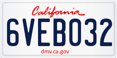 CA license plate 6VEB032