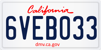 CA license plate 6VEB033