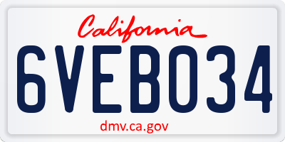 CA license plate 6VEB034