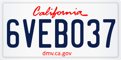CA license plate 6VEB037