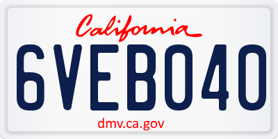 CA license plate 6VEB040