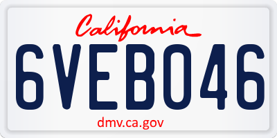 CA license plate 6VEB046