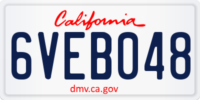 CA license plate 6VEB048