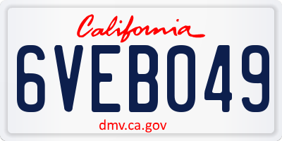 CA license plate 6VEB049