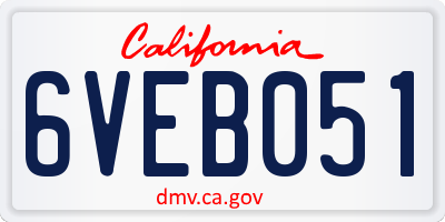 CA license plate 6VEB051