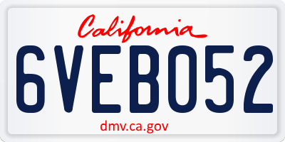 CA license plate 6VEB052