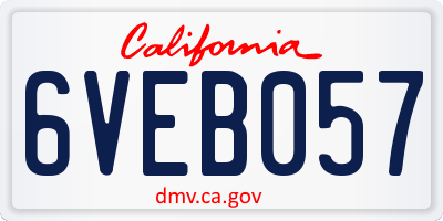 CA license plate 6VEB057