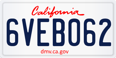 CA license plate 6VEB062