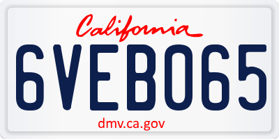 CA license plate 6VEB065