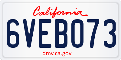 CA license plate 6VEB073