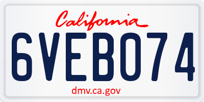 CA license plate 6VEB074