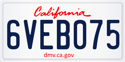 CA license plate 6VEB075