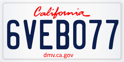 CA license plate 6VEB077