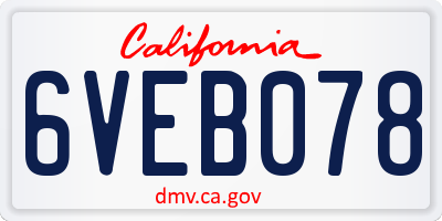 CA license plate 6VEB078