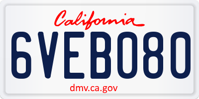 CA license plate 6VEB080