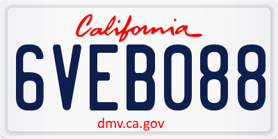 CA license plate 6VEB088