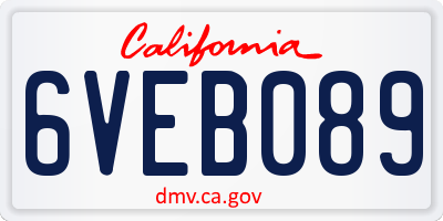 CA license plate 6VEB089