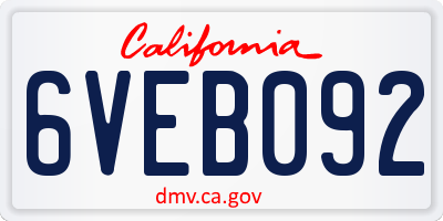 CA license plate 6VEB092