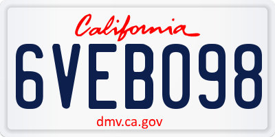 CA license plate 6VEB098