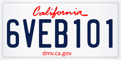 CA license plate 6VEB101
