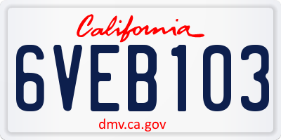 CA license plate 6VEB103