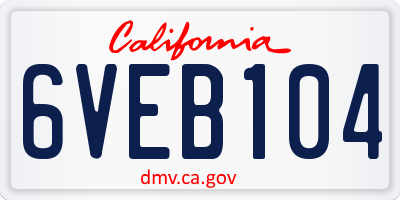CA license plate 6VEB104