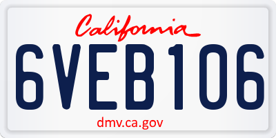 CA license plate 6VEB106