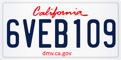 CA license plate 6VEB109