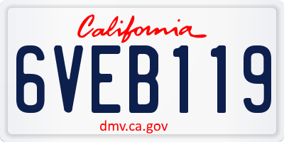 CA license plate 6VEB119