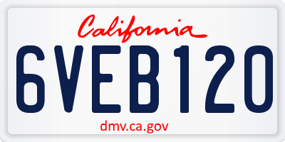 CA license plate 6VEB120