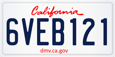 CA license plate 6VEB121