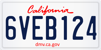 CA license plate 6VEB124