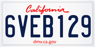 CA license plate 6VEB129