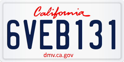 CA license plate 6VEB131