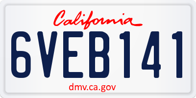CA license plate 6VEB141