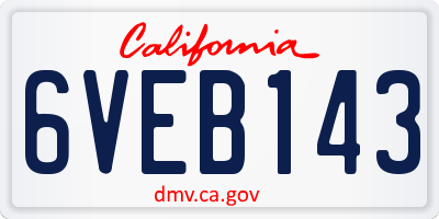 CA license plate 6VEB143