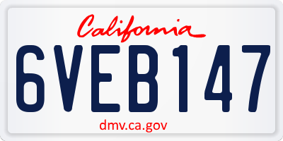 CA license plate 6VEB147