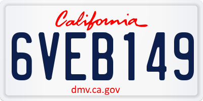 CA license plate 6VEB149