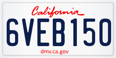 CA license plate 6VEB150