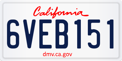 CA license plate 6VEB151