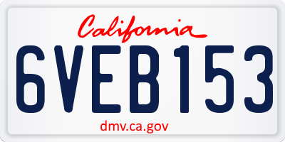 CA license plate 6VEB153