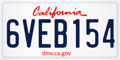 CA license plate 6VEB154