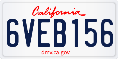 CA license plate 6VEB156