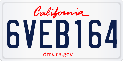 CA license plate 6VEB164