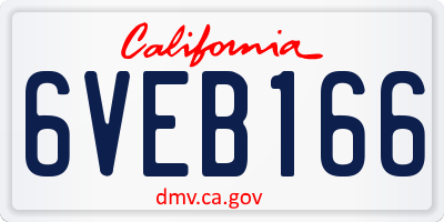 CA license plate 6VEB166