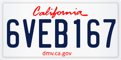 CA license plate 6VEB167