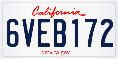 CA license plate 6VEB172