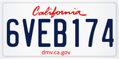 CA license plate 6VEB174