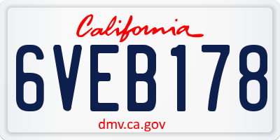 CA license plate 6VEB178