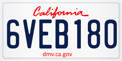 CA license plate 6VEB180
